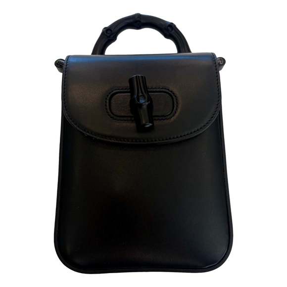Gucci Bamboo 1947 Mini Handbag Top Handle Bag in Black - Picture 1 of 6